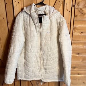 White Quilted Hooded Heated Puffer Jacket